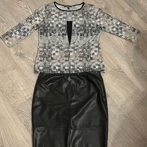 Elegant Black vegan skirt & blouse + free dress see pics Melanie Lyne size 10